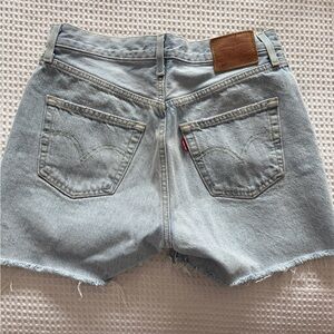 Levi's Light Blue Jean Shorts with Frayed Hem